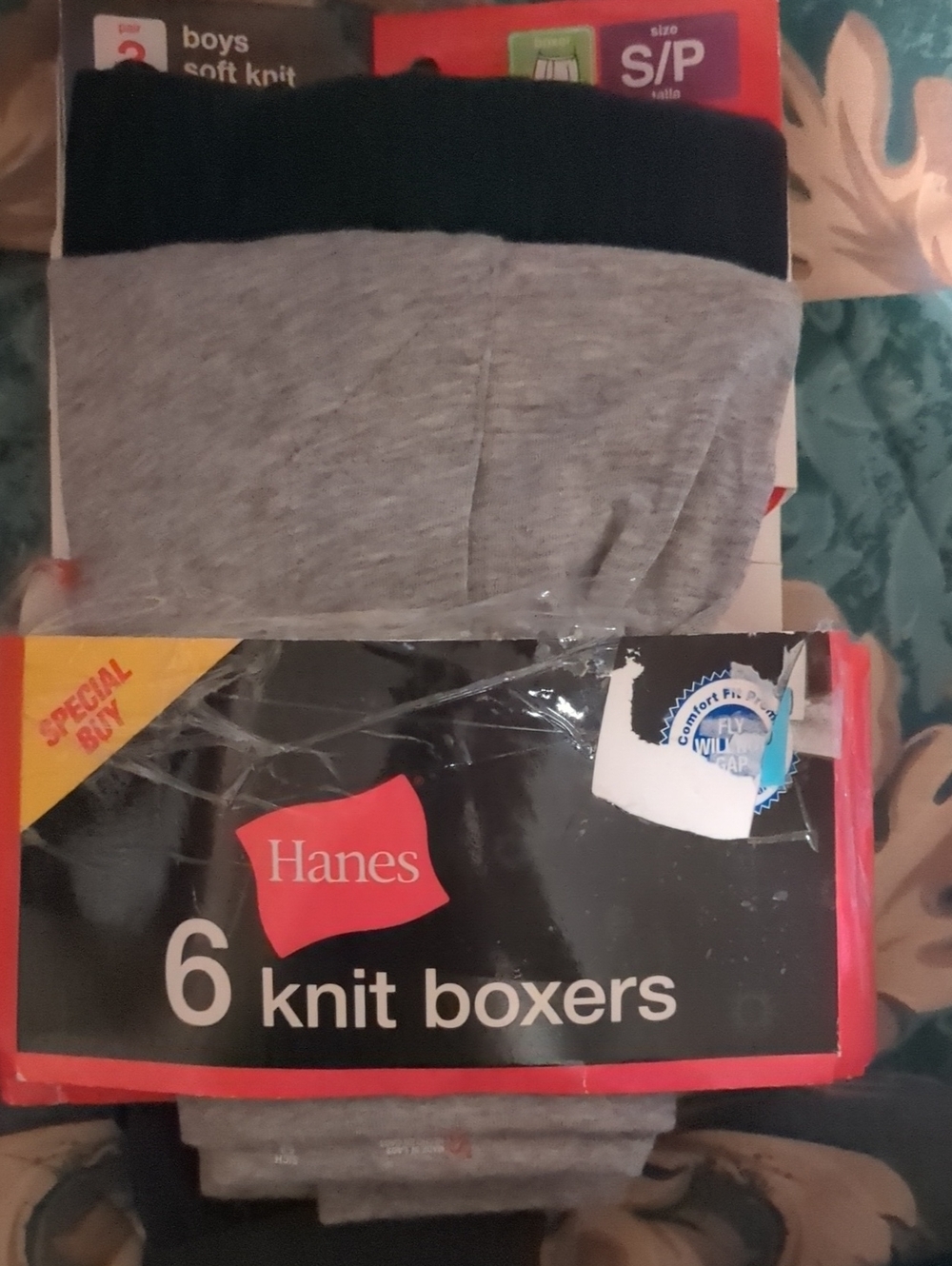 Boy's Hanes 6-Pack Knit Boxers in Black and Gray
